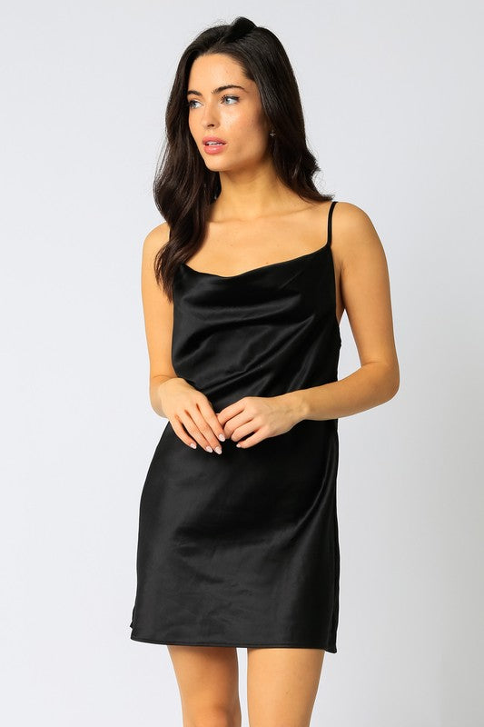 Satin Cowl Neck Slip Dress – Subtle ☀ Chic